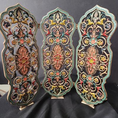 Jay Strongwater Filigree Folding Screen Siddhartha Chinoiserie Tapestry