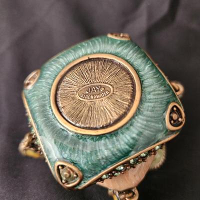 Jay Strongwater Jeweled Enamel Tasseled Pillows Trinket Box