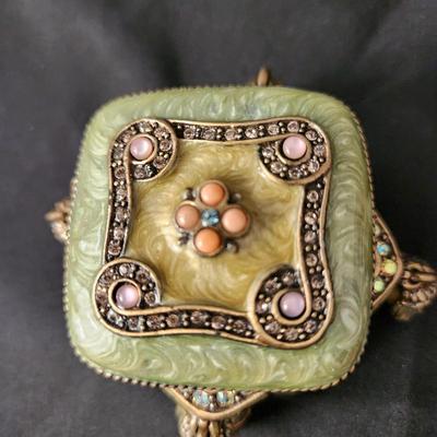 Jay Strongwater Jeweled Enamel Tasseled Pillows Trinket Box