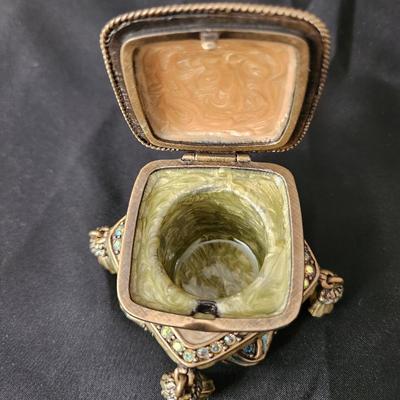 Jay Strongwater Jeweled Enamel Tasseled Pillows Trinket Box