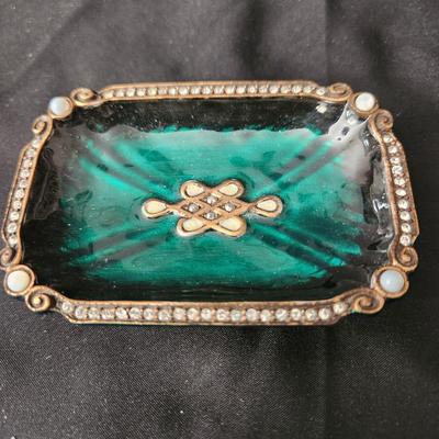 Jay Strongwater Emerald Green Trinket Tray