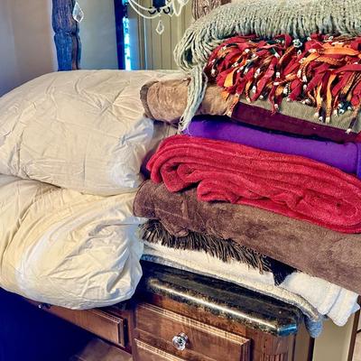 Blankets and 2 down comforters
