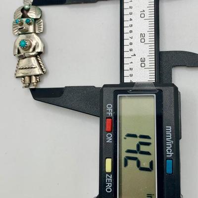 Vintage Orville Manygoat Navajo Pawn Silver and Turquoise Kachina Earrings
