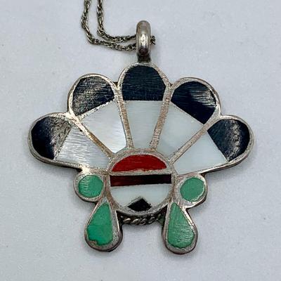 Vintage Native American Zuni Pawn Silver Necklace