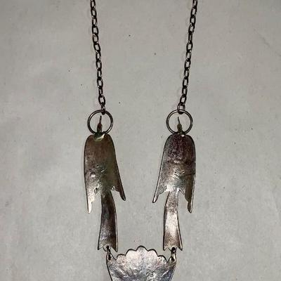 Juan Singer Navajo Pawn Silver, Turquoise, and Coral Necklace