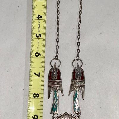 Juan Singer Navajo Pawn Silver, Turquoise, and Coral Necklace