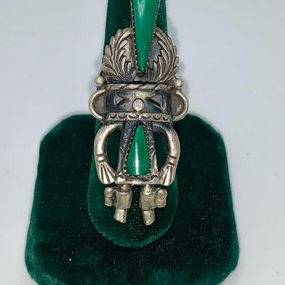 John Coers Cherokee Pawn Silver and Turquoise Kachina Ring