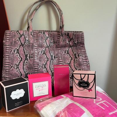 Lot 4 Victoria Secret Perfume, VS Towel, BCBG Bag