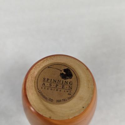 Spinning Aspen Studios Handcrafted Turned Wood Artisan Flower Vase
