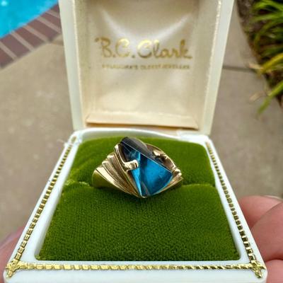 14kt ring w/ London blue color topaz Sz 6 1/4