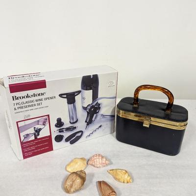 Brookstone Wine Opener, Set Shells, & Makeup Case