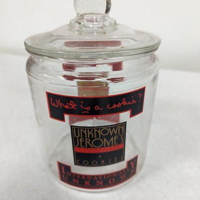 8" Tall Unknown Jerome Clear Glass Cookie Jar