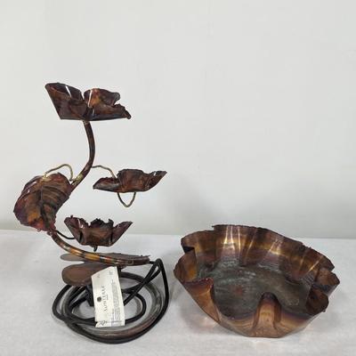 Copper Flower Sculpture Water Fountain