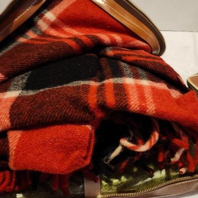 Two Vintage Wool Plaid Leisure Blanket Stadium Throw Picnic