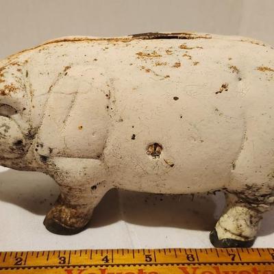 Antique Cast Iron Piggy Bank & Cats Kitties Doorstop