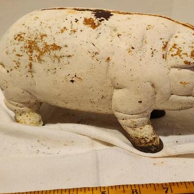 Antique Cast Iron Piggy Bank & Cats Kitties Doorstop