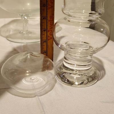Glass Lot including Big Clear Glass Brandy Sniffer with lid