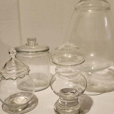 Glass Lot including Big Clear Glass Brandy Sniffer with lid
