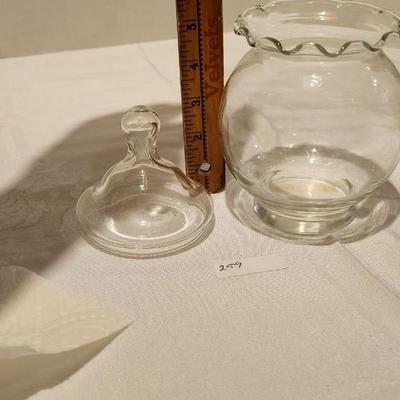 Glass Lot including Big Clear Glass Brandy Sniffer with lid