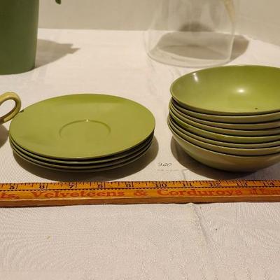Vintage Avocado Green MCM Kitchen lot