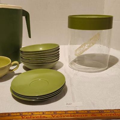 Vintage Avocado Green MCM Kitchen lot