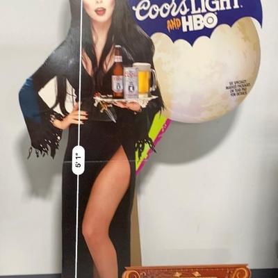 1992 Lifesize Elvira Halloween Coors Light HBO Diecut Cardboard Standing Sign