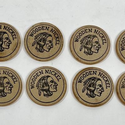 LOT of 8 Wooden Nickels Manning's Cafeteria California
