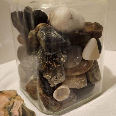 Lot of Mixed Assortment Rock Mineral Cut Slabs Moss Agate JasperCherokee Rose Rocks