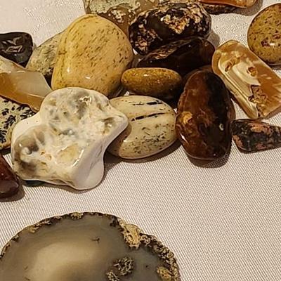 Lot of Mixed Assortment Rock Mineral Cut Slabs Moss Agate JasperCherokee Rose Rocks