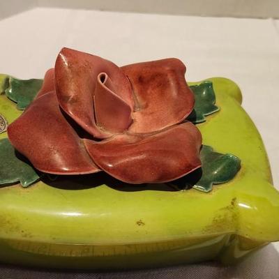 Three Vintage Johannes Brahm California 1975 Ceramic Rose Trinket Box