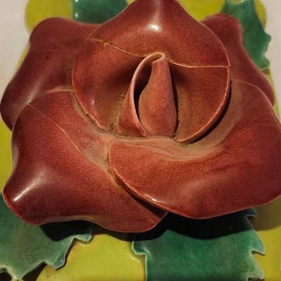 Three Vintage Johannes Brahm California 1975 Ceramic Rose Trinket Box