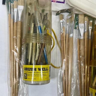 Craft Lot - Small Paint Brushes and new pkg of watercolor paper