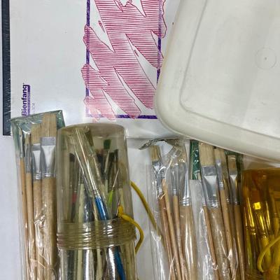 Craft Lot - Small Paint Brushes and new pkg of watercolor paper