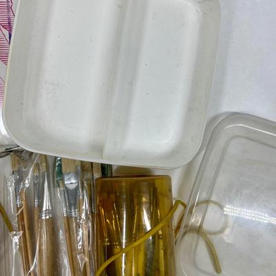 Craft Lot - Small Paint Brushes and new pkg of watercolor paper