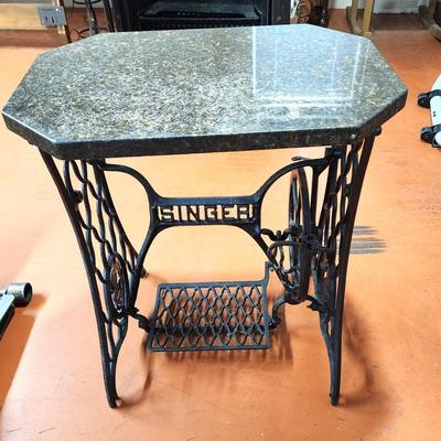 Lot #89 Antique Sewing Machine Base with Granite top