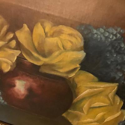 Oil On Canvas Framed Floral Art