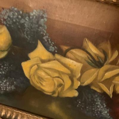 Oil On Canvas Framed Floral Art