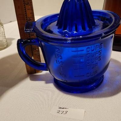 Cobalt Blue Glass Juicer Two Cup Measuring , Elephant Bottle MRS. BUTTERWORTH'S 10" Amber Glass