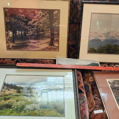 Fice Framed with matting land space photes, Wall art