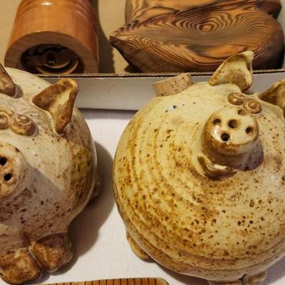 Vintage salt and pepper and spoon rest Lot