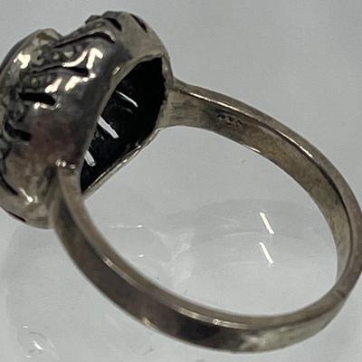 Silver-tone Ring with Black Onyx Stone