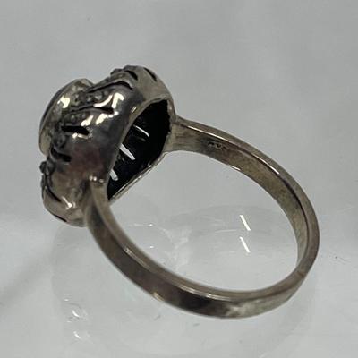 Silver-tone Ring with Black Onyx Stone