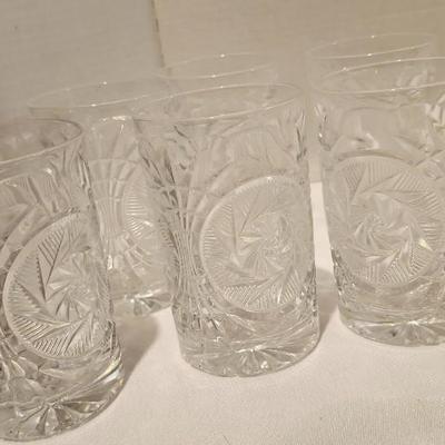 Vintage Uranium Green & Etched Depression Glass Ice Bucket and crystal cocktail glasses