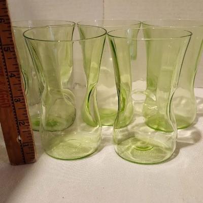 Uranium Vaseline Tumbler Glasses and clear ice cream custard cup