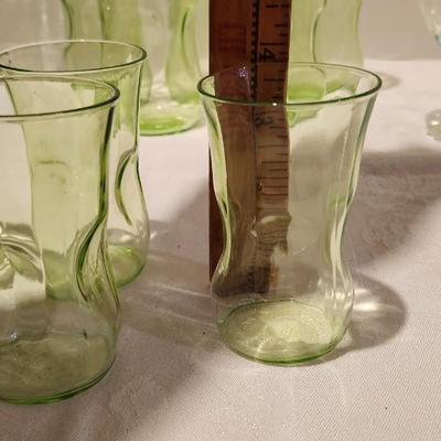 Uranium Vaseline Tumbler Glasses and clear ice cream custard cup