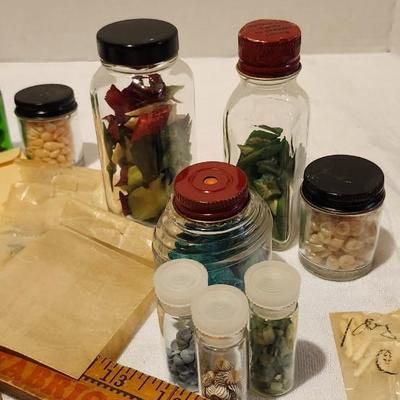 Vintage bottles and Jewelry making supplies