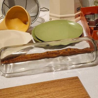 Kitchen Lot , some vintage including glass rolling pin