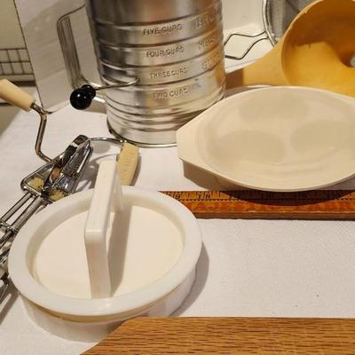 Kitchen Lot , some vintage including glass rolling pin