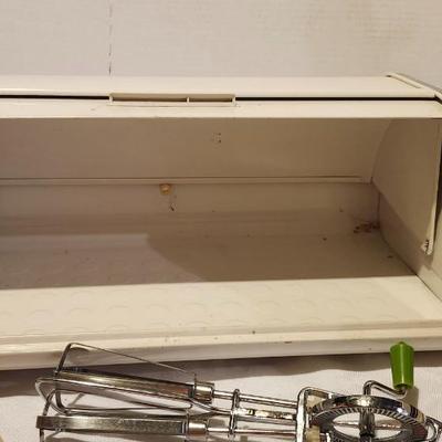 Vintage Cake Dome, Bread box and eggbeater