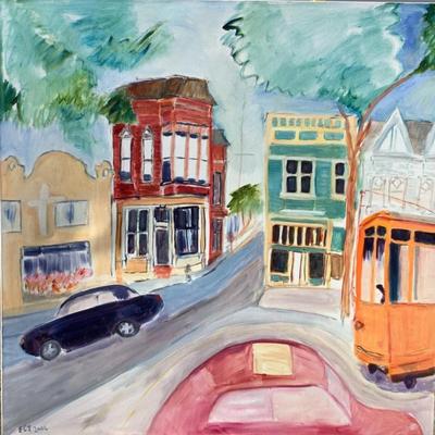 101 Large Oil on Canvas "Church Street Corner" by Ellen Into
